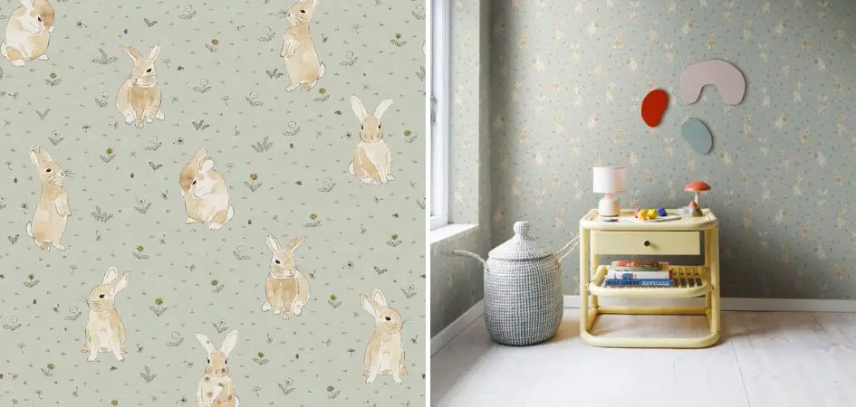Rebel Walls R18082 Dreamland Bunny Field Mint
